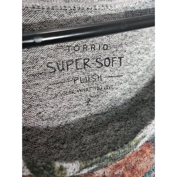 Torrid Super Soft Plush Sweater 2 Floral 3/4 Sleeve Pullover Lightweight Cozy - Picture 4 of 6